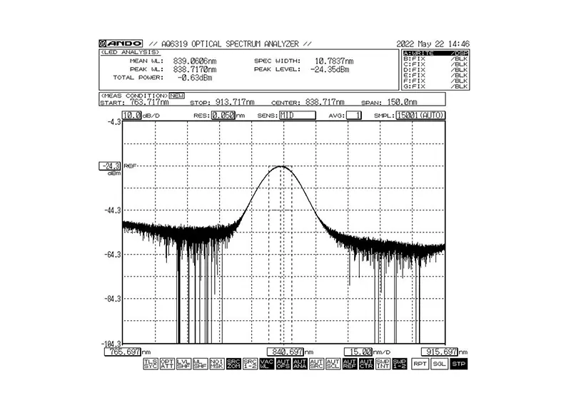 840nm 5mW 10nm 대역폭 SLED 광대역 광원 모듈